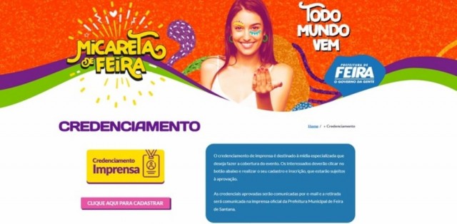 Credenciamento de imprensa para Micareta de Feira será encerrado dia 31