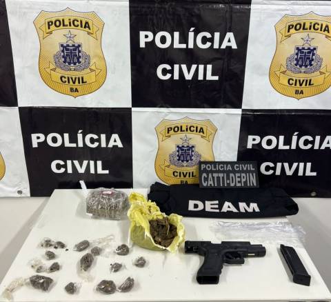 Polícia encontra drogas e arma falsa em oficina no bairro Lagoa Salgada