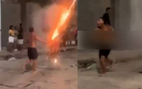 Jovem perde dedo em explosão durante guerra de espadas na Bahia