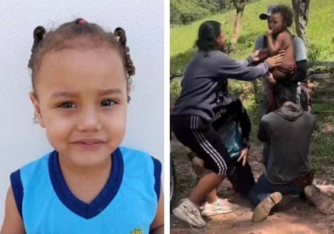 Desaparecida há dois dias, menina de 4 anos é encontrada com vida em área de mata